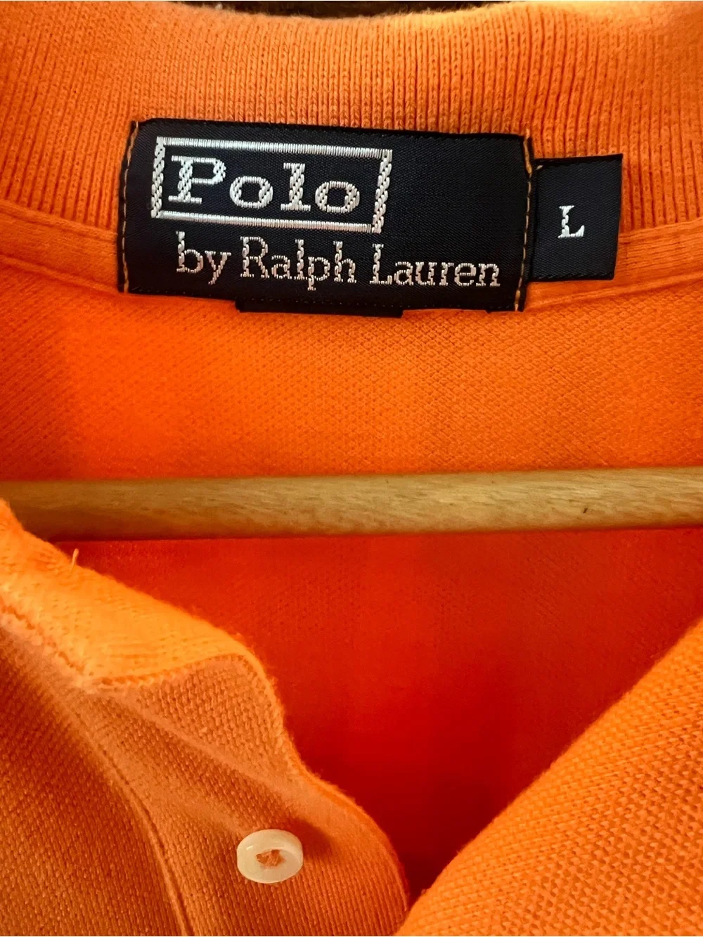 Ralph Lauren Classic Fit Polo Shirt Orange Large Green Pony Men's Short Sleeve